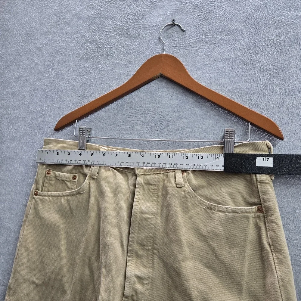 VINTAGE Levi's 501 Men Jeans 36X32 Khaki Original Fit Straight Twill 24